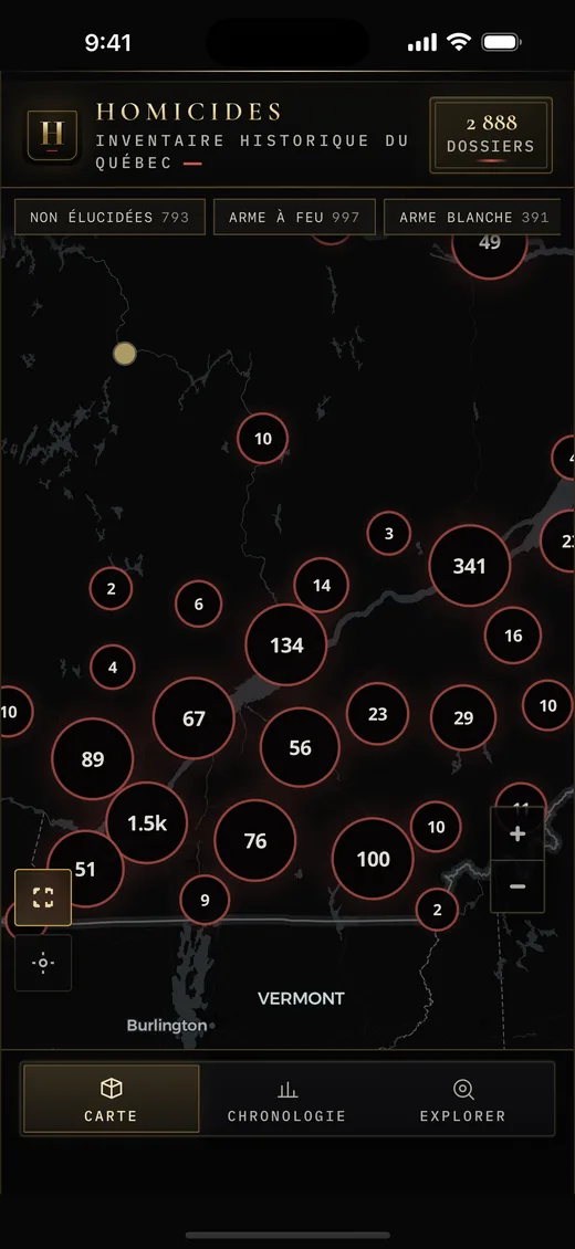 HOMICIDES — Québec : la carte interactive à regroupements